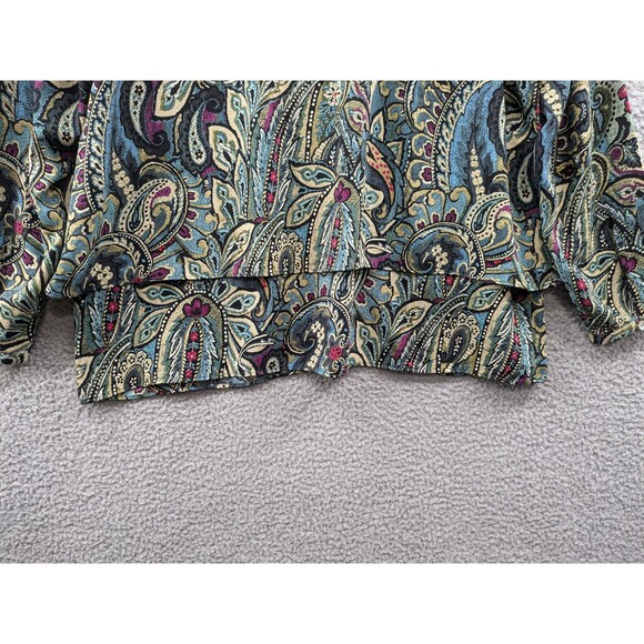 J. Jill Carmine Paisley Long Sleeve Women's Blouse size Large - Picture 9 of 11